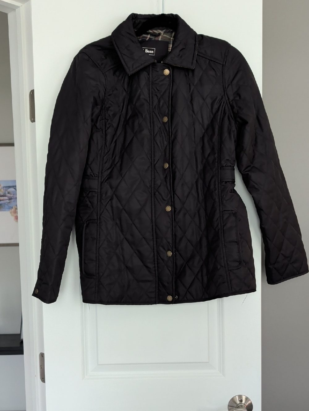 L.L. Bean Black Quilted Snap-Front Puffer Jacket